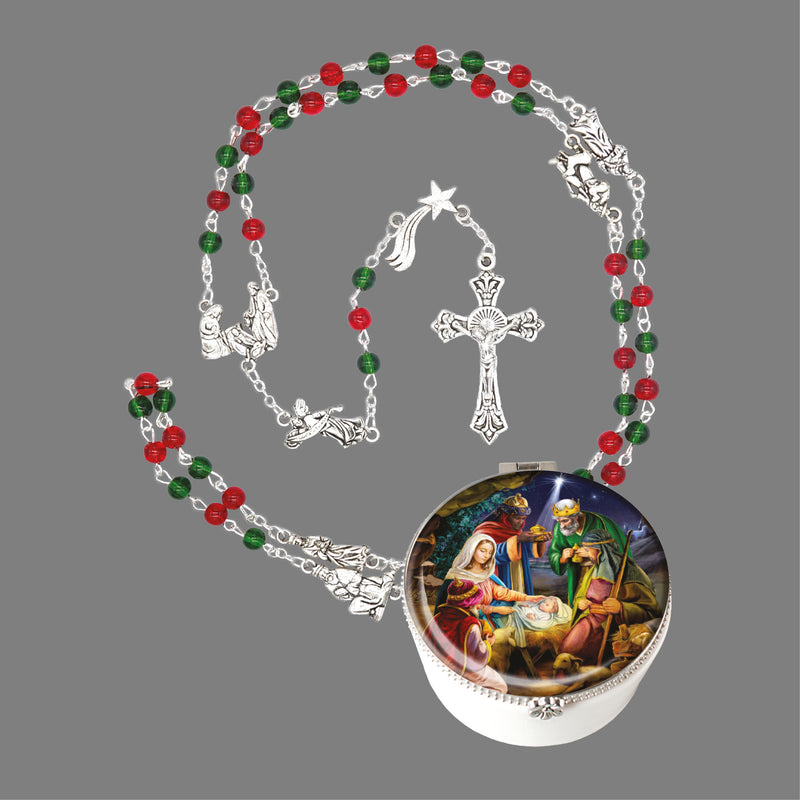 Nativity Rosary in Porcelain Gift Box