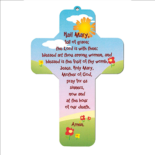 Hail Mary Prayer Wood Cross