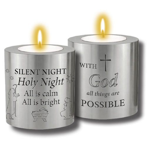 Nativity Resin 'Silent Night' Candle Holder